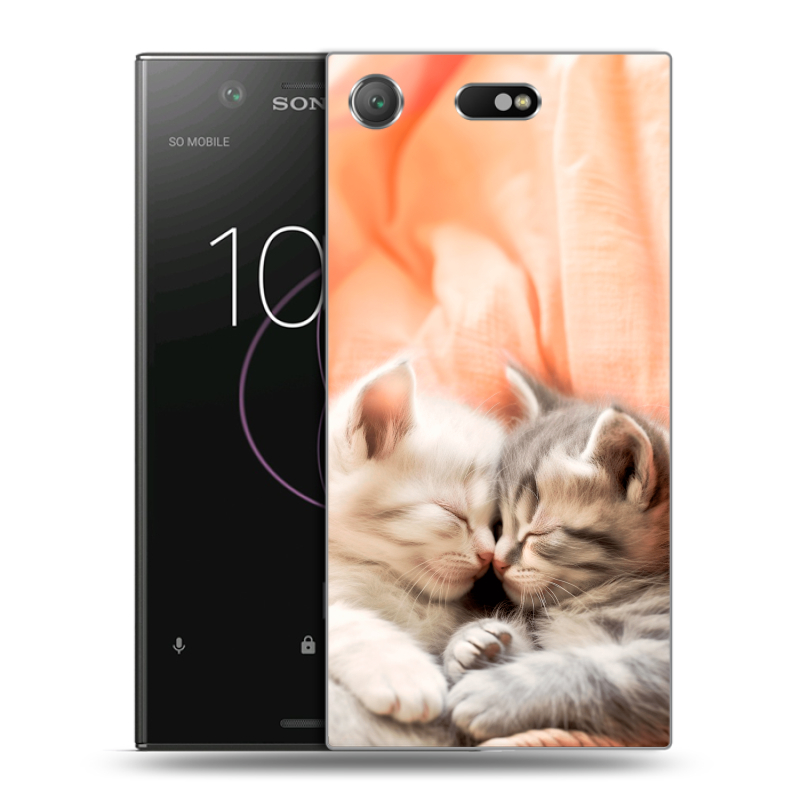 Пластиковый чехол на Sony Xperia XZ1 Compact с принтом Котята Пластиковый чехол на Sony Xperia XZ1 Compact с принтом Котята
