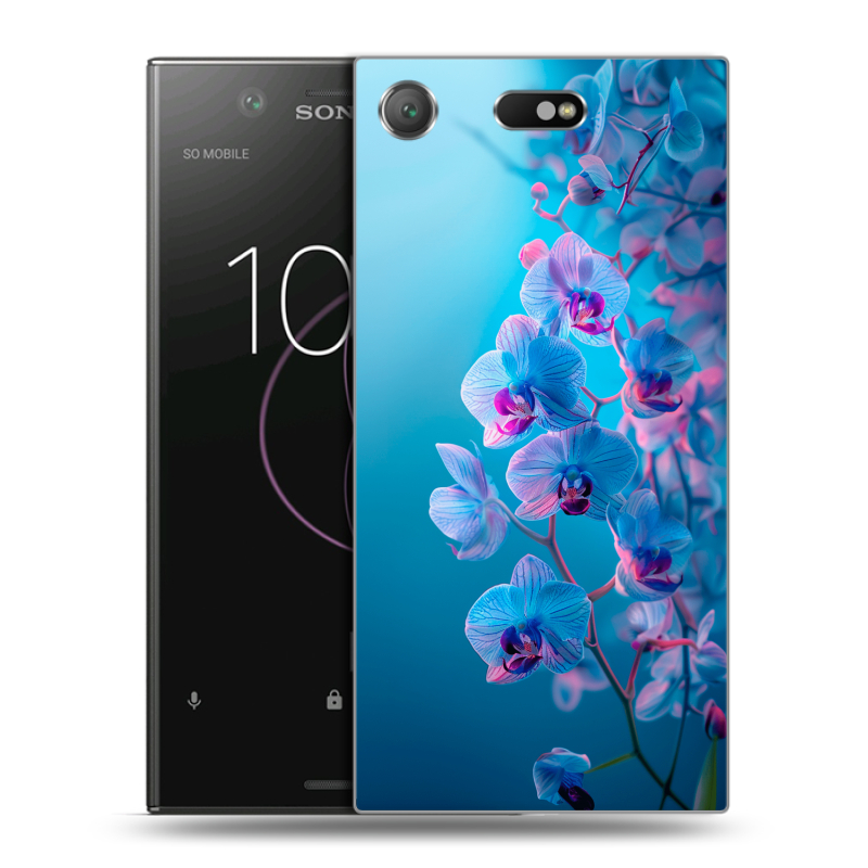 Пластиковый чехол на Sony Xperia XZ1 Compact с принтом голубые орхидеи Пластиковый чехол на Sony Xperia XZ1 Compact с принтом голубые орхидеи