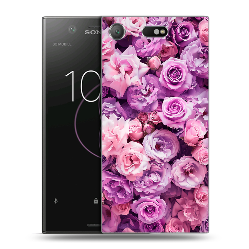 Пластиковый чехол на Sony Xperia XZ1 Compact с принтом лавандовые розы Пластиковый чехол на Sony Xperia XZ1 Compact с принтом лавандовые розы