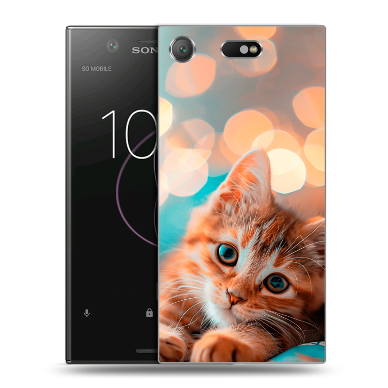 Пластиковый чехол на Sony Xperia XZ1 Compact с принтом котик Пластиковый чехол на Sony Xperia XZ1 Compact с принтом котик