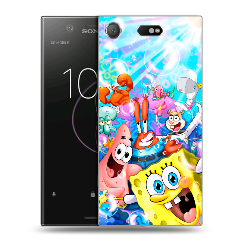Пластиковый чехол на Sony Xperia XZ1 Compact с принтом спанчбоб спанч боб Пластиковый чехол на Sony Xperia XZ1 Compact с принтом спанчбоб спанч боб