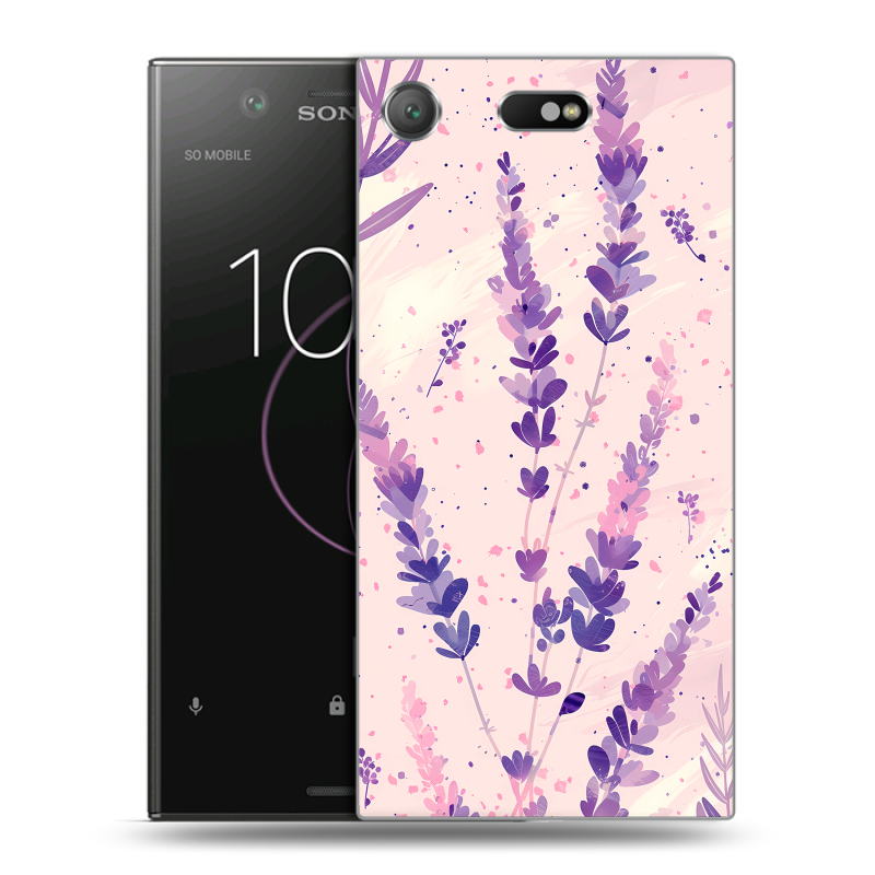 Пластиковый чехол на Sony Xperia XZ1 Compact с принтом цветы лаванда Пластиковый чехол на Sony Xperia XZ1 Compact с принтом цветы лаванда