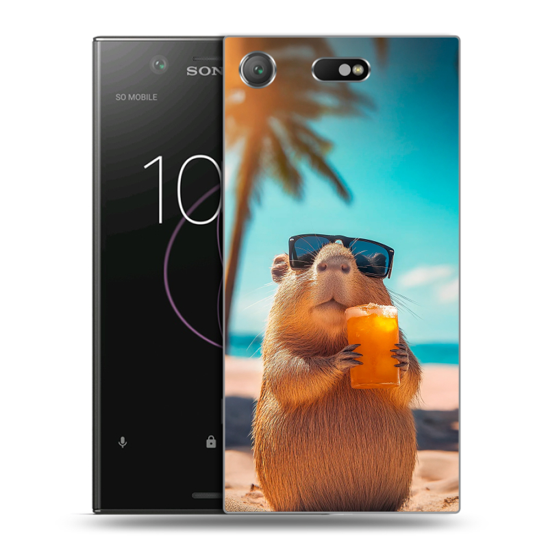 Пластиковый чехол на Sony Xperia XZ1 Compact с принтом Капибара Пластиковый чехол на Sony Xperia XZ1 Compact с принтом Капибара