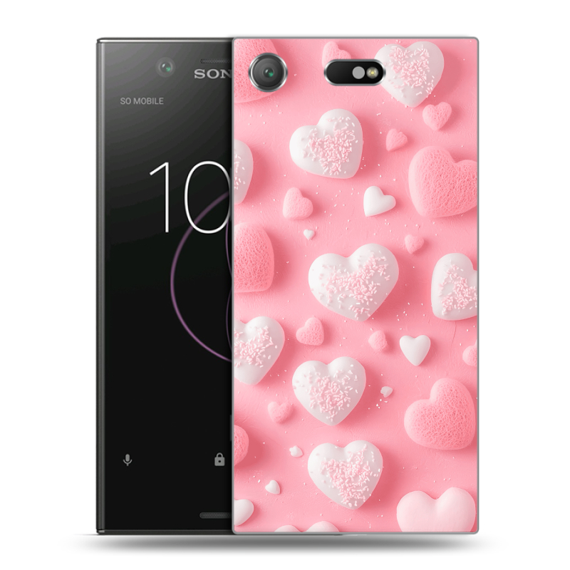 Пластиковый чехол на Sony Xperia XZ1 Compact с принтом Сердечки Пластиковый чехол на Sony Xperia XZ1 Compact с принтом Сердечки
