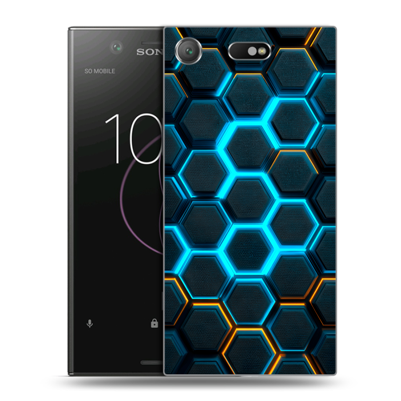 Пластиковый чехол на Sony Xperia XZ1 Compact с принтом Неоновые соты Пластиковый чехол на Sony Xperia XZ1 Compact с принтом Неоновые соты
