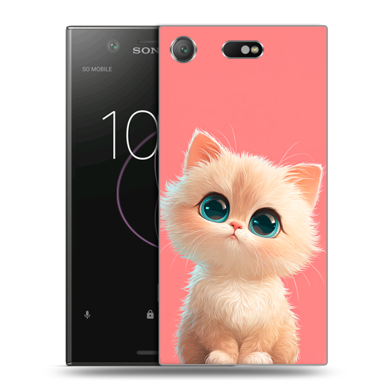 Пластиковый чехол на Sony Xperia XZ1 Compact с принтом Розовый котенок Пластиковый чехол на Sony Xperia XZ1 Compact с принтом Розовый котенок