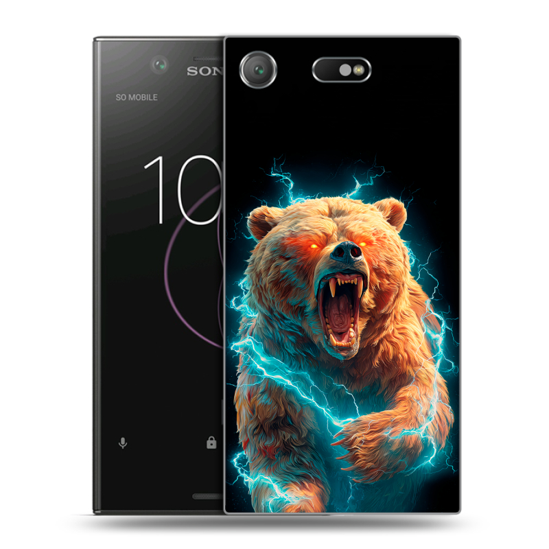 Пластиковый чехол на Sony Xperia XZ1 Compact с принтом Медведь Пластиковый чехол на Sony Xperia XZ1 Compact с принтом Медведь