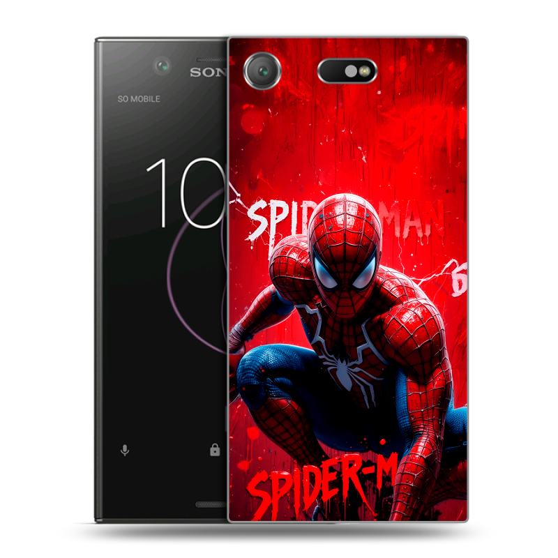 Пластиковый чехол на Sony Xperia XZ1 Compact с принтом Spiderman Человек паук Пластиковый чехол на Sony Xperia XZ1 Compact с принтом Spiderman Человек паук