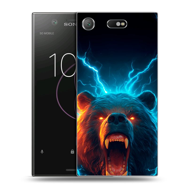Пластиковый чехол на Sony Xperia XZ1 Compact с принтом Медведь Пластиковый чехол на Sony Xperia XZ1 Compact с принтом Медведь