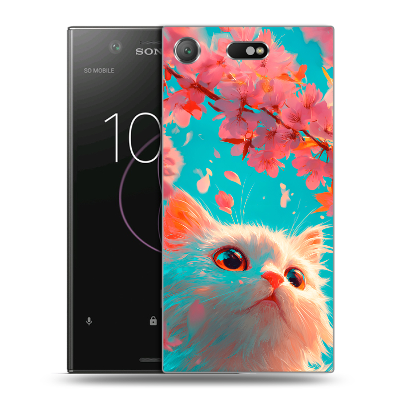 Пластиковый чехол на Sony Xperia XZ1 Compact с принтом Красивый кот Пластиковый чехол на Sony Xperia XZ1 Compact с принтом Красивый кот