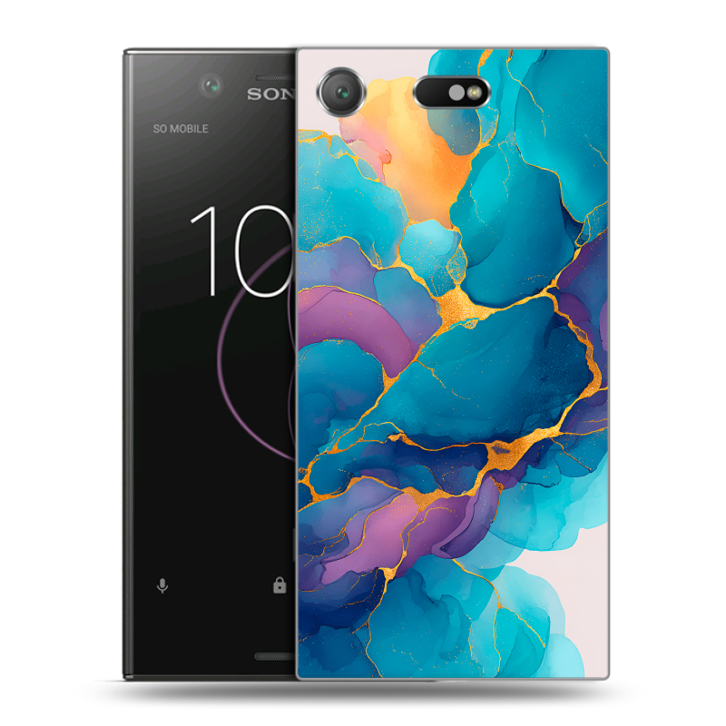 Пластиковый чехол на Sony Xperia XZ1 Compact с принтом Мрамор блестки Пластиковый чехол на Sony Xperia XZ1 Compact с принтом Мрамор блестки