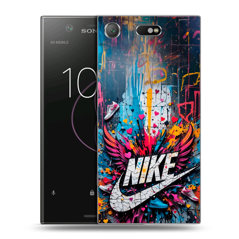 Пластиковый чехол на Sony Xperia XZ1 Compact с принтом Nike Найк Пластиковый чехол на Sony Xperia XZ1 Compact с принтом Nike Найк