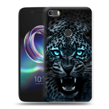 Силиконовый чехол на Alcatel Idol 5 с принтом Темный леопард Силиконовый чехол на Alcatel Idol 5 с принтом Темный леопард