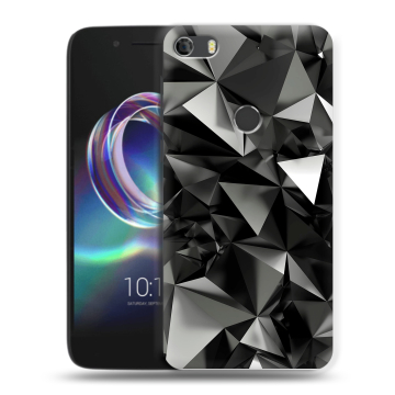 Силиконовый чехол на Alcatel Idol 5 с принтом Черные кристаллы