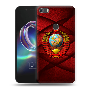 Силиконовый чехол на Alcatel Idol 5 с принтом Герб СССР
