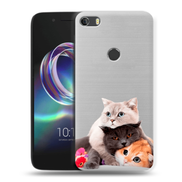 Силиконовый чехол на Alcatel Idol 5 с принтом Кошки