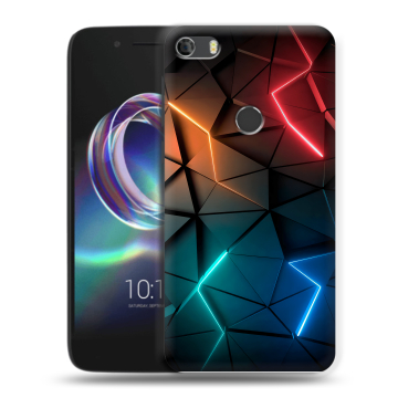 Силиконовый чехол на Alcatel Idol 5 с принтом Абстракция неон