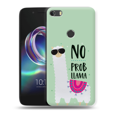 Силиконовый чехол на Alcatel Idol 5 с принтом Лама