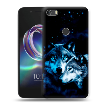 Силиконовый чехол на Alcatel Idol 5 с принтом Волки