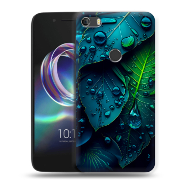Силиконовый чехол на Alcatel Idol 5 с принтом Листья