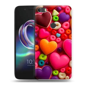 Силиконовый чехол на Alcatel Idol 5 с принтом Сердечки Силиконовый чехол на Alcatel Idol 5 с принтом Сердечки