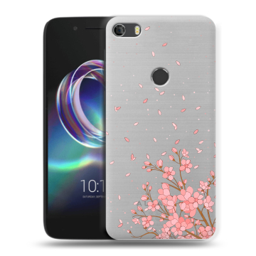 Силиконовый чехол на Alcatel Idol 5 с принтом Ветка сакуры