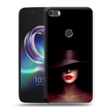Силиконовый чехол на Alcatel Idol 5 с принтом Девушка в шляпе