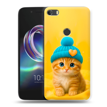 Силиконовый чехол на Alcatel Idol 5 с принтом Котенок в шапке Силиконовый чехол на Alcatel Idol 5 с принтом Котенок в шапке