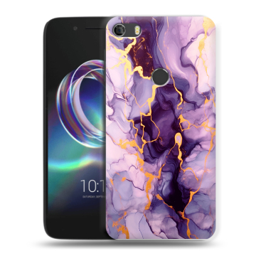 Силиконовый чехол на Alcatel Idol 5 с принтом Мрамор