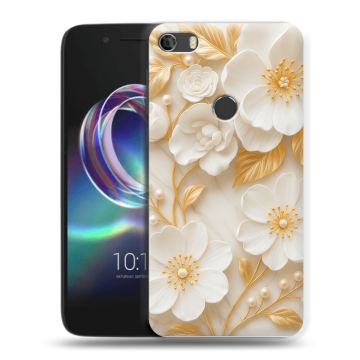 Силиконовый чехол на Alcatel Idol 5 с принтом Цветы