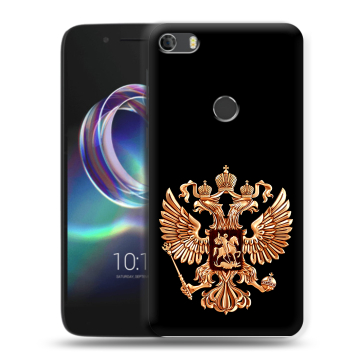 Силиконовый чехол на Alcatel Idol 5 с принтом Герб России золотой Силиконовый чехол на Alcatel Idol 5 с принтом Герб России золотой