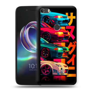Силиконовый чехол на Alcatel Idol 5 с принтом Гоночные машины
