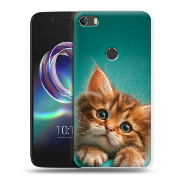 Силиконовый чехол на Alcatel Idol 5 с принтом котенок