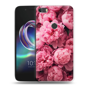 Силиконовый чехол на Alcatel Idol 5 с принтом цветы пионы