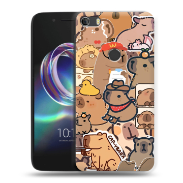 Силиконовый чехол на Alcatel Idol 5 с принтом капибара Силиконовый чехол на Alcatel Idol 5 с принтом капибара