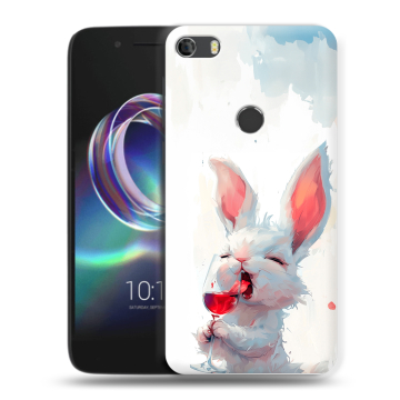 Силиконовый чехол на Alcatel Idol 5 с принтом кролик зайчик