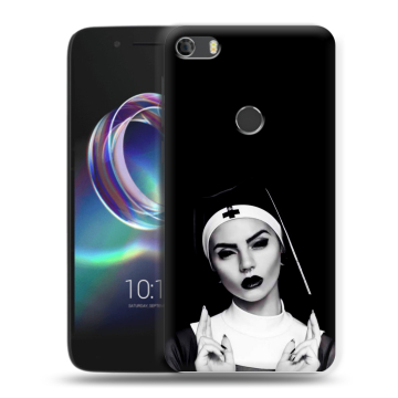 Силиконовый чехол на Alcatel Idol 5 с принтом монашка