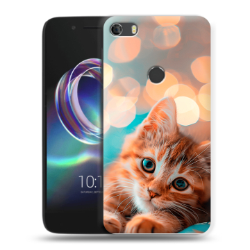 Силиконовый чехол на Alcatel Idol 5 с принтом котик