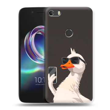 Силиконовый чехол на Alcatel Idol 5 с принтом утка в очках