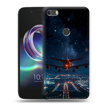 Силиконовый чехол на Alcatel Idol 5 с принтом самолет