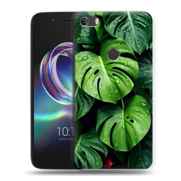 Силиконовый чехол на Alcatel Idol 5 с принтом Листья