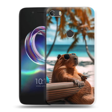 Силиконовый чехол на Alcatel Idol 5 с принтом Капибара