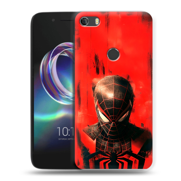 Силиконовый чехол на Alcatel Idol 5 с принтом человек паук spiderman