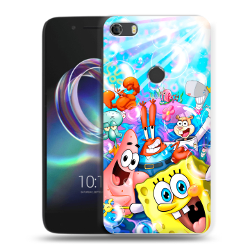 Силиконовый чехол на Alcatel Idol 5 с принтом спанчбоб спанч боб