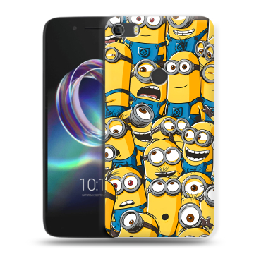 Силиконовый чехол на Alcatel Idol 5 с принтом Миньоны