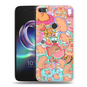 Силиконовый чехол на Alcatel Idol 5 с принтом капибары