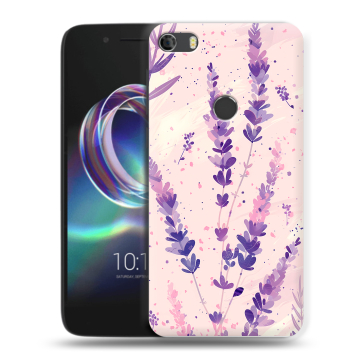 Силиконовый чехол на Alcatel Idol 5 с принтом цветы лаванда
