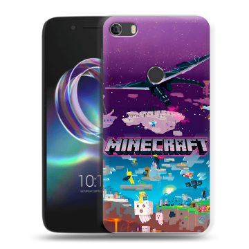 Силиконовый чехол на Alcatel Idol 5 с принтом Майнкрафт Minecraft