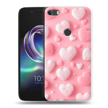 Силиконовый чехол на Alcatel Idol 5 с принтом Сердечки