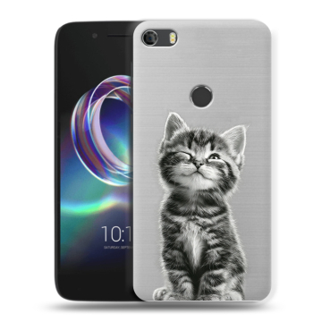Силиконовый чехол на Alcatel Idol 5 с принтом Котенок